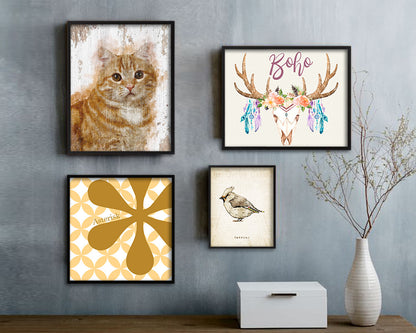 Red Little Cat Kitten Portrait Framed Print Pet Home Decor Custom Watercolor Wall Art Gifts