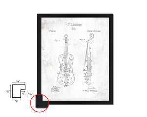Violin Music Vintage Patent Artwork Black Frame Print Wall Art Decor Gifts