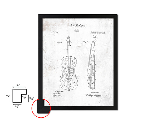 Violin Music Vintage Patent Artwork Black Frame Print Wall Art Decor Gifts