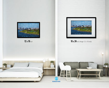 Dubai Creek Golf Course, Yacht Club Artwork Painting Print Art Wood Framed Wall Decor Gifts