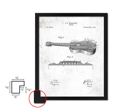 Acoustic Guitar Music Vintage Patent Artwork Black Frame Print Gifts