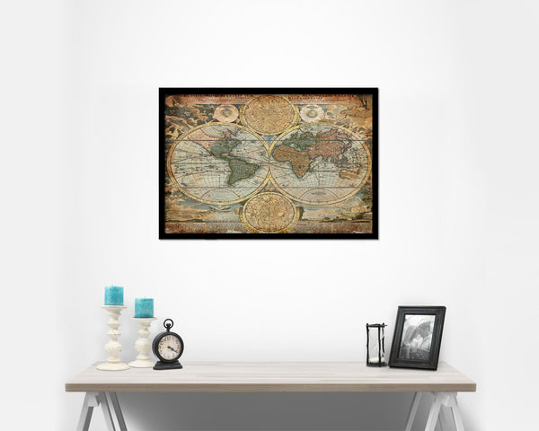 World Ortelius Circa Antique Map Framed Print Art Wall Decor Gifts
