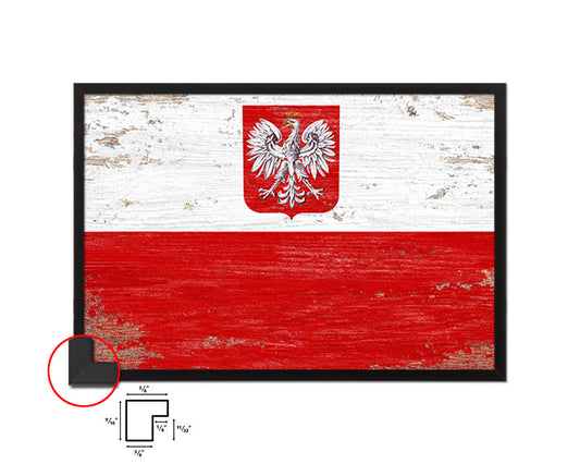 Poland Shabby Chic Country Flag Wood Framed Print Wall Art Decor Gifts