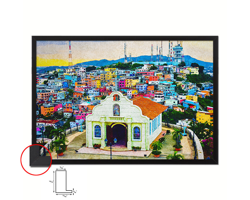 Guayaquil Ecuador Hilltop Church Landscape Painting Print Art Frame Home Wall Decor Gifts