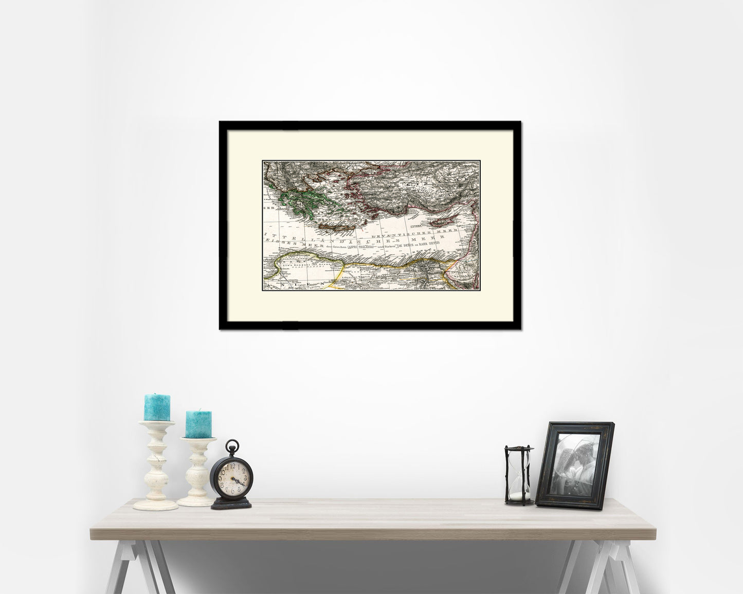 Eastern Mediterranean Old Map Framed Print Art Wall Decor Gifts