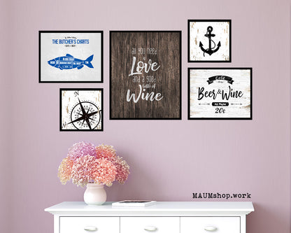 All you need is love and a good bottle Quote Wood Framed Print Wall Decor Art Gifts