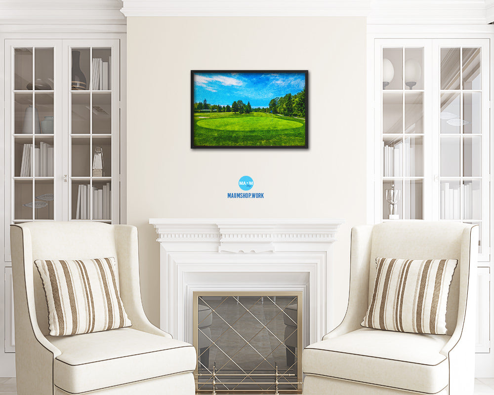 Vancouver Golf Course, Canada Artwork Painting Print Art Wood Framed Wall Decor Gifts