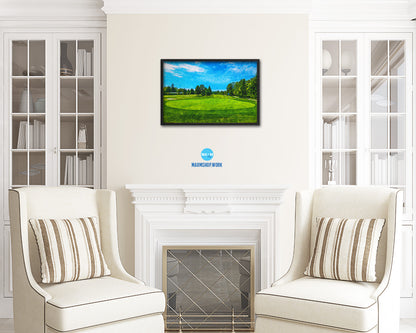 Vancouver Golf Course, Canada Artwork Painting Print Art Wood Framed Wall Decor Gifts