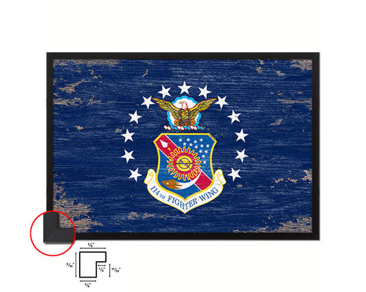 104th Fighter Wing Shabby Chic Emblem Flag Wood Framed Prints Wall Art Decor Gifts
