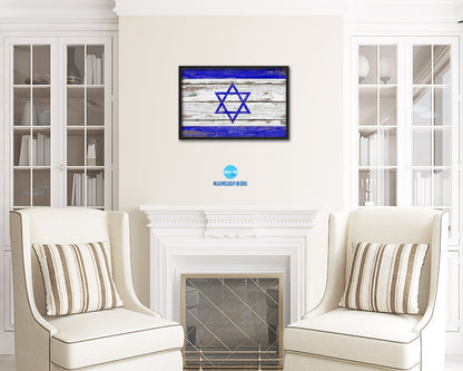 Israel Country Wood Rustic National Flag Wood Framed Print Wall Art Decor Gifts