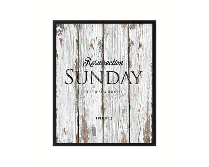 Resurrection Sunday He is risen indeed, 1 Peter 1:3 Quote Framed Print Home Decor Wall Art Gifts