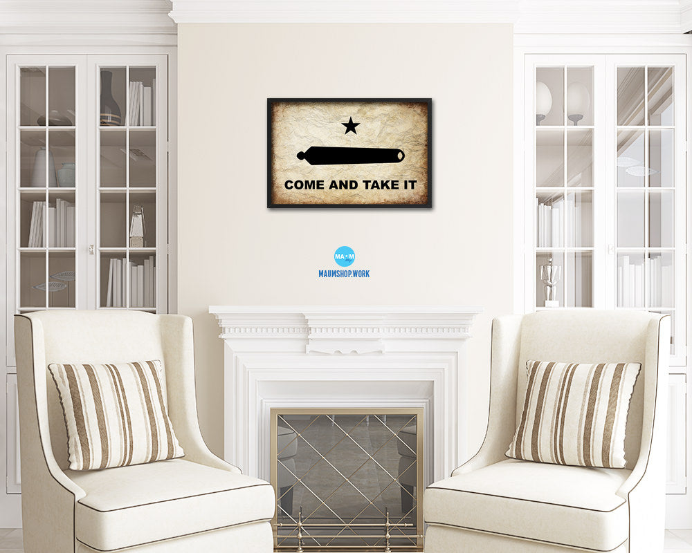 Come and take it Vintage Military Flag Framed Print Sign Decor Wall Art Gifts