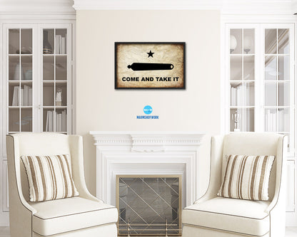 Come and take it Vintage Military Flag Framed Print Sign Decor Wall Art Gifts