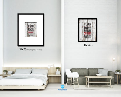 I can do all things through Christ who strengthens me, Philippians 3:20 Quote Framed Print Wall Art
