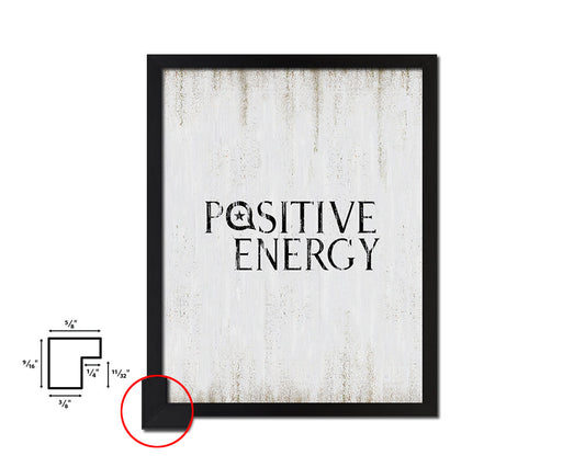 Positive Energy Quote Wood Framed Print Wall Decor Art