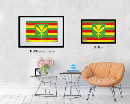 Kanaka Maoli City Hawaii State Shabby Chic Flag Framed Prints Decor Wall Art Gifts