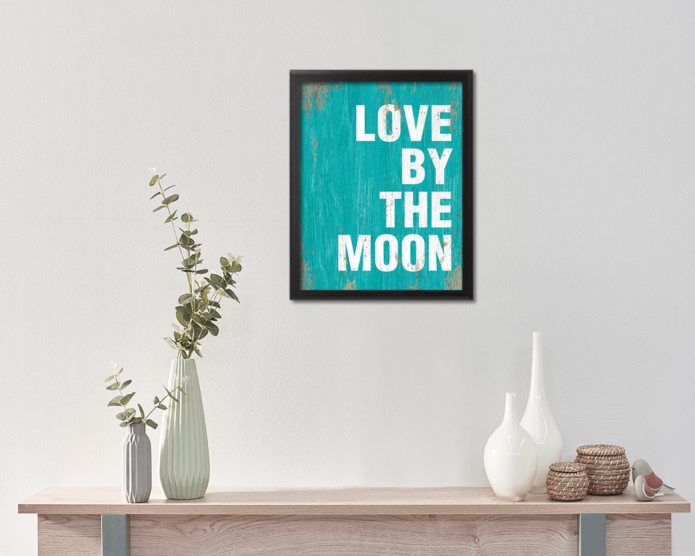 Love by the moon Quote Saying Framed Print Home Decor Wall Art Gifts