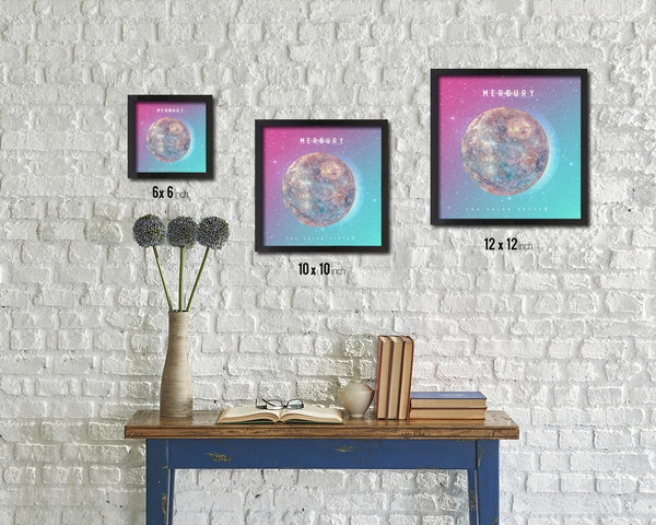 Mercury Planet Colorful Prints Watercolor Solar System Framed Print Home Decor Wall Art Gifts