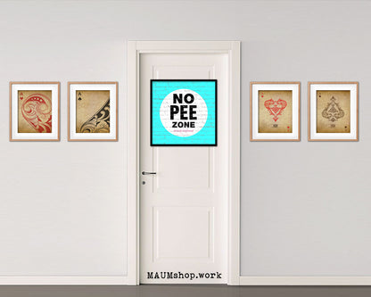 No Pee Zone Shabby Chic Sign Wood Framed Art Paper Print Wall Decor Gifts