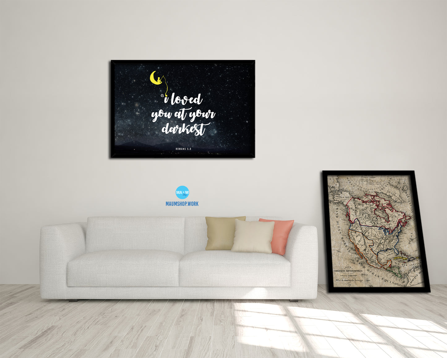I loved you at your darkest, Romans 5:8 Bible Verse Scripture Framed Print Wall Decor Art Gifts