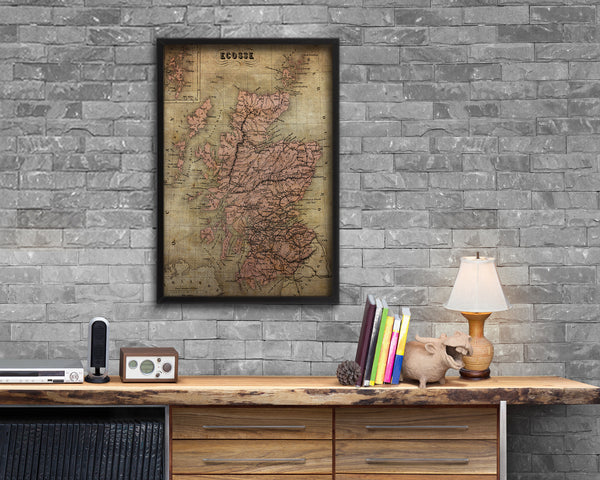 Scotland Vintage Map Wood Framed Print Art Wall Decor Gifts