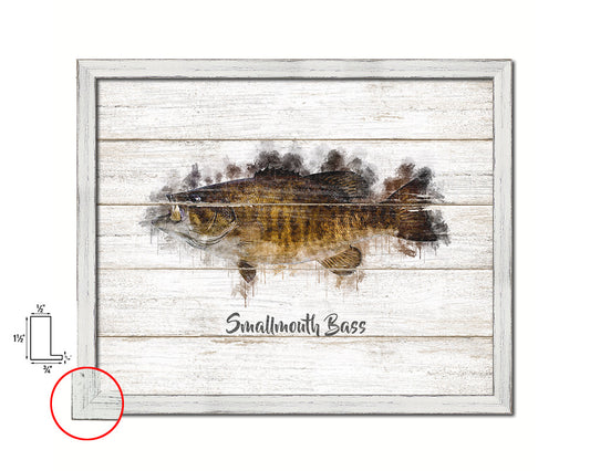 Smallmouth Bass Fish Framed Prints Modern Restaurant Sushi Bar Watercolor Wall Art Decor