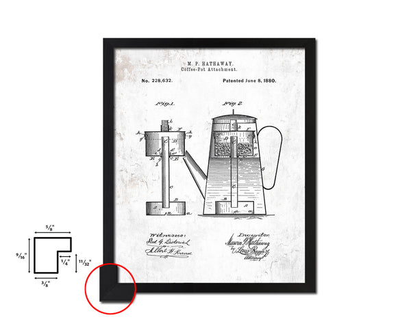 Pot Coffee Vintage Patent Artwork Black Frame Print Wall Art Decor Gifts