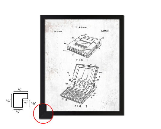 Mechanism & Portable Electronic Computer Vintage Patent Artwork Black Frame Print Gifts