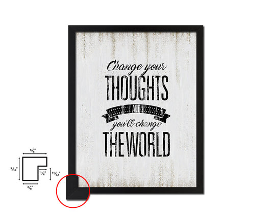 Change your thoughts Quote Wood Framed Print Wall Decor Art