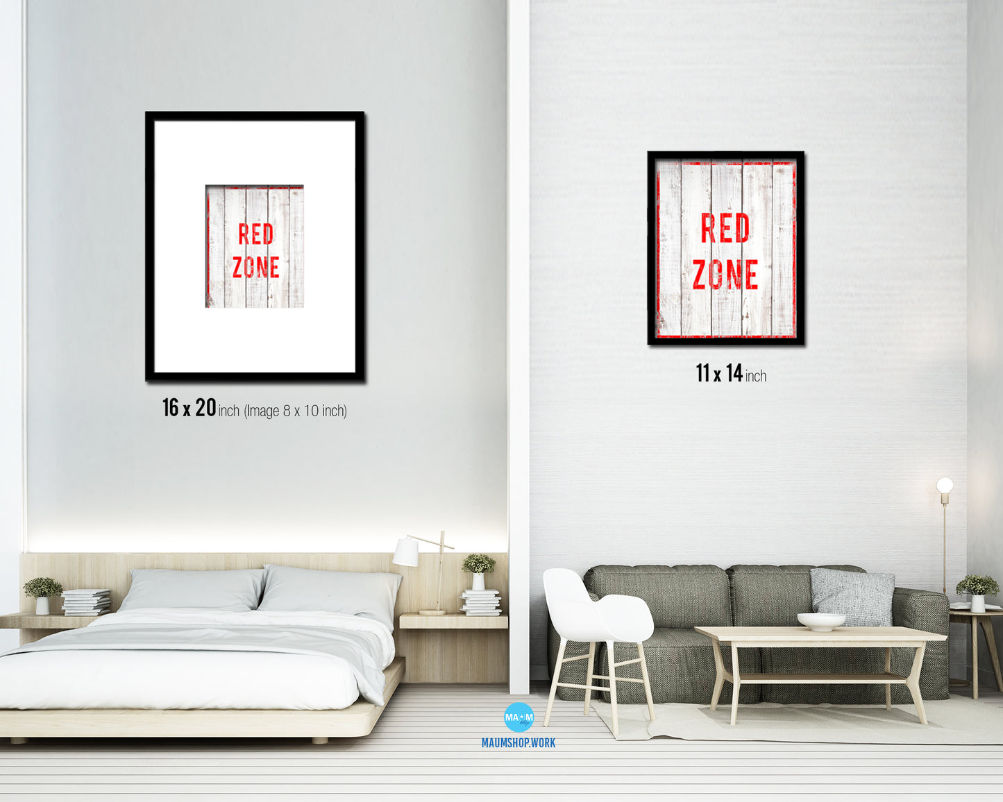 Red Zone Notice Danger Sign Framed Print Home Decor Wall Art Gifts