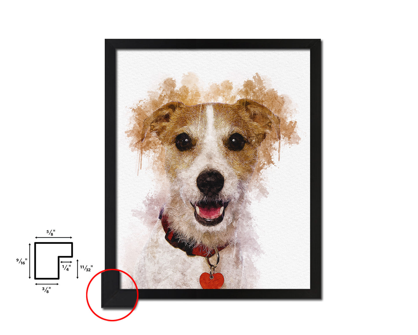 Jack Russell Terrier Dog Puppy Portrait Framed Print Pet Watercolor Wall Decor Art Gifts