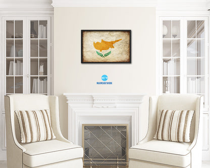 Cyprus Country Vintage Flag Wood Framed Print Wall Art Decor Gifts