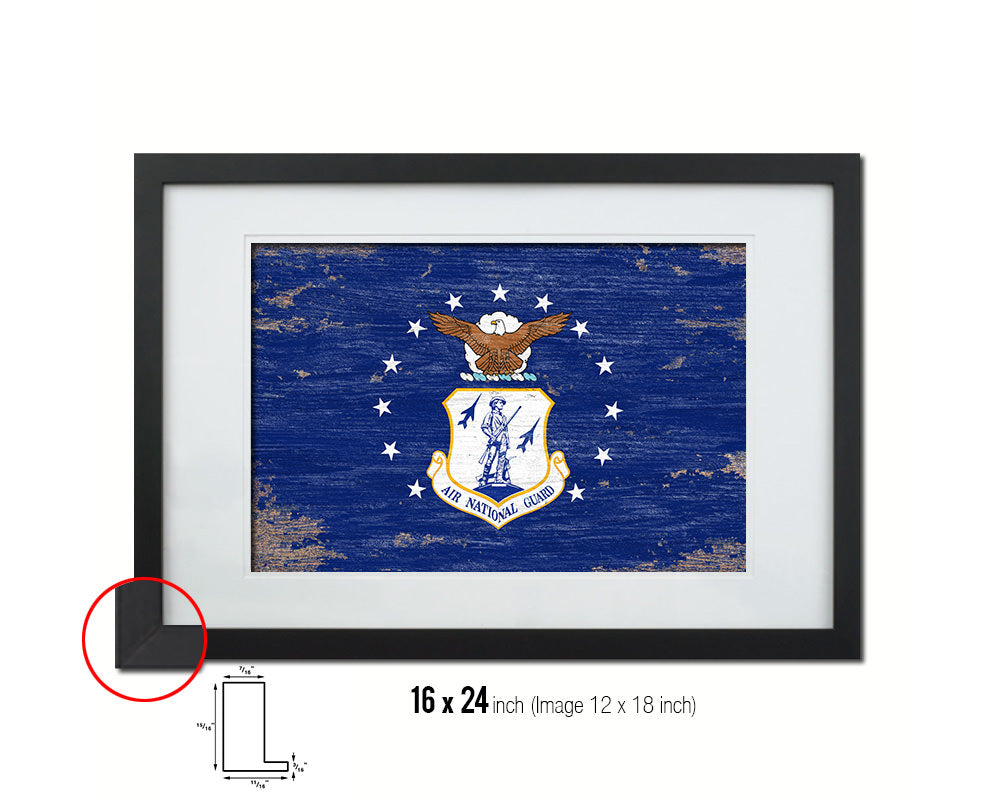 US Air National Guard Shabby Chic Military Flag Framed Print Decor Wall Art Gifts