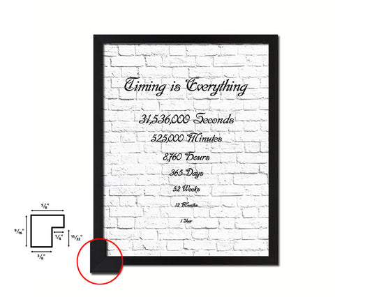 Timing is everything 1 Year 12 Months Quote Framed Print Home Decor Wall Art Gifts