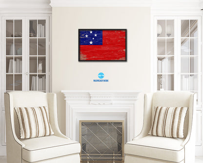 Western Samoa Shabby Chic Country Flag Wood Framed Print Wall Art Decor Gifts