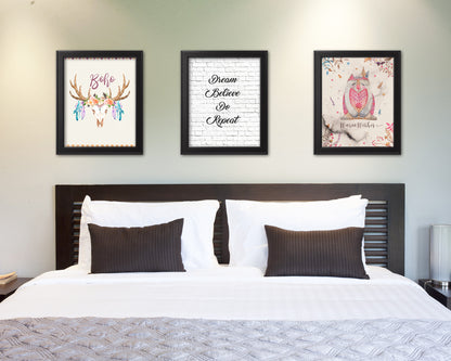 Dream believe do repeat Quote Wood Framed Print Home Decor Wall Art Gifts