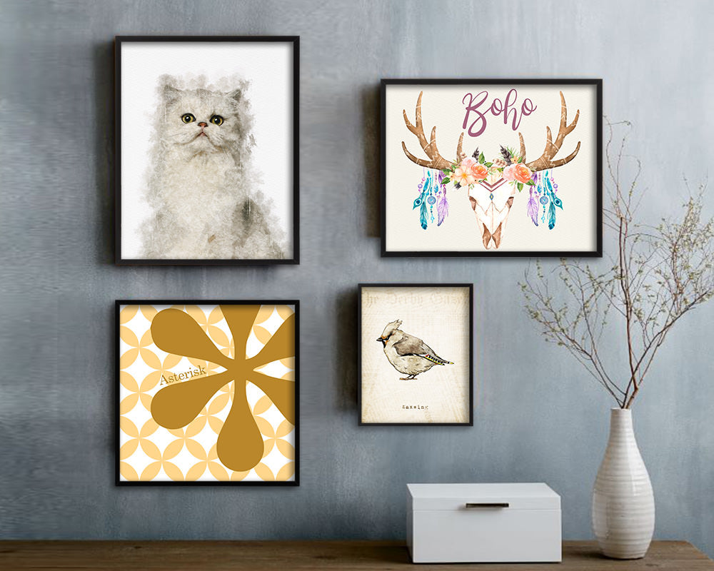 Persian Cat Kitten Portrait Framed Print Pet Home Decor Custom Watercolor Wall Art Gifts