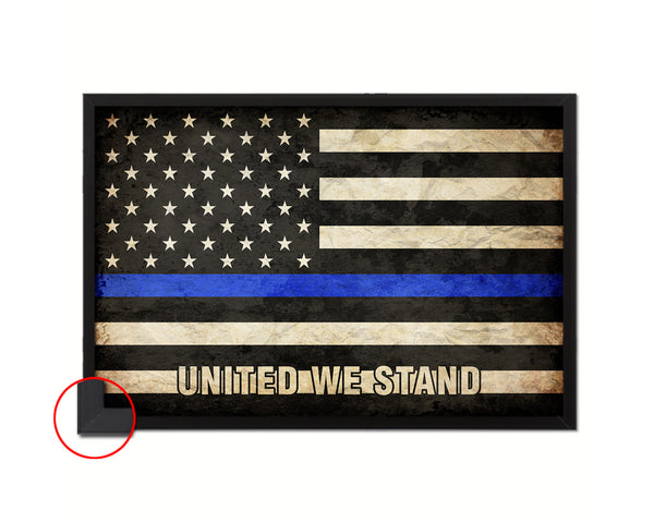 Thin Blue Line Honoring Law Enforcement American, United we stand Vintage Military Flag Art