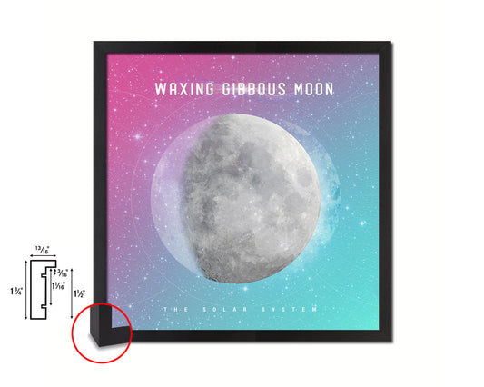 Waxing Gibbous Lunar Phases Colorful Moon Watercolor Framed Prints Home Decor Wall Art Gifts