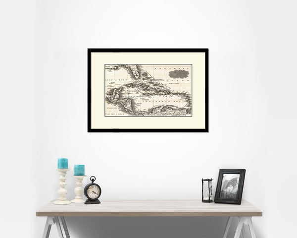 West Indies and Caribbean Sea 1799 Old Map Framed Print Art Wall Decor Gifts