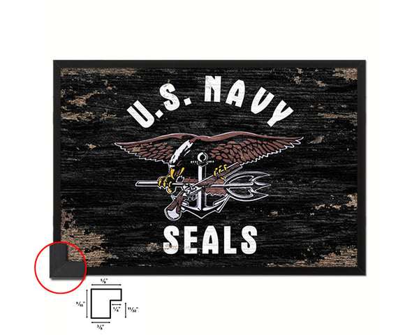 US Navy Seals Shabby Chic Military Flag Framed Print Decor Wall Art Gifts