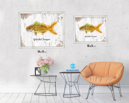 Yellowtail Snapper Fish Framed Prints Modern Restaurant Sushi Bar Watercolor Wall Art Decor