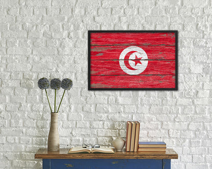 Tunisia Country Wood Rustic National Flag Wood Framed Print Wall Art Decor Gifts