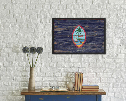 Guam US Territory Rustic Flag Wood Framed Paper Prints Decor Wall Art Gifts