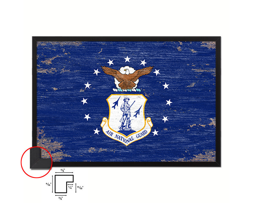 104th Fighter Wing Shabby Chic Emblem Flag Wood Framed Prints Wall Art Decor Gifts