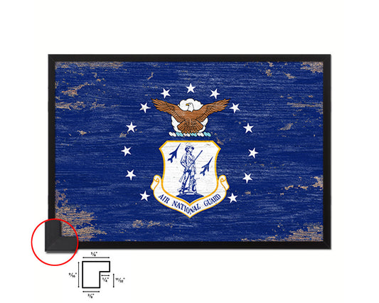 104th Fighter Wing Shabby Chic Emblem Flag Wood Framed Prints Wall Art Decor Gifts