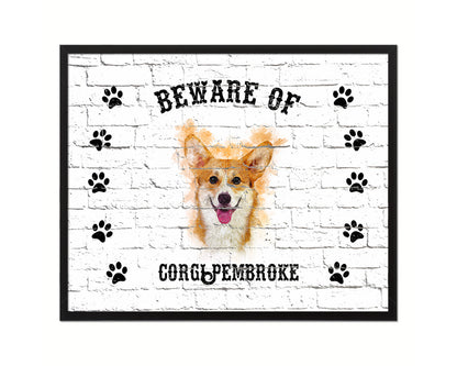 Beware of Cocker Spaniel Sign Wood Framed Print Wall Art Decor Gifts
