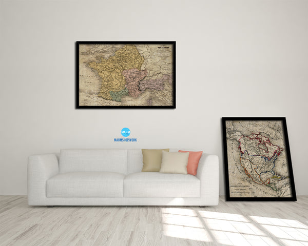 France Historical Map Framed Print Art Wall Decor Gifts