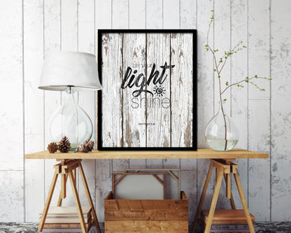 Let your light shine, Matthew 5:16 Quote Framed Print Home Decor Wall Art Gifts