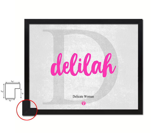 Delilah Personalized Biblical Name Plate Art Framed Print Kids Baby Room Wall Decor Gifts